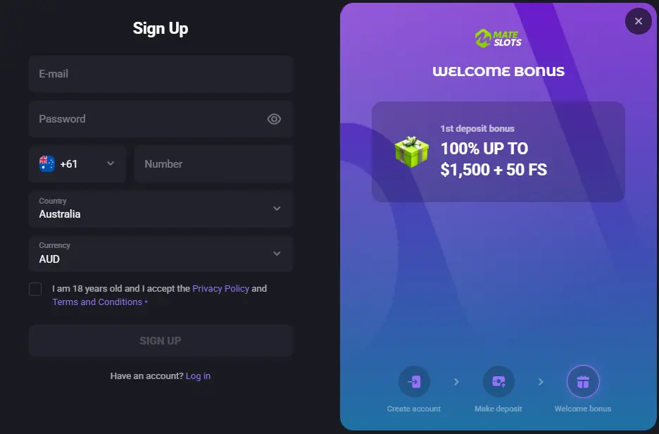 MateSlots Sign Up